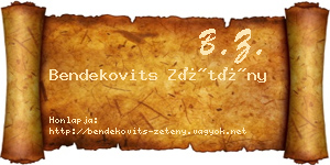 Bendekovits Zétény névjegykártya